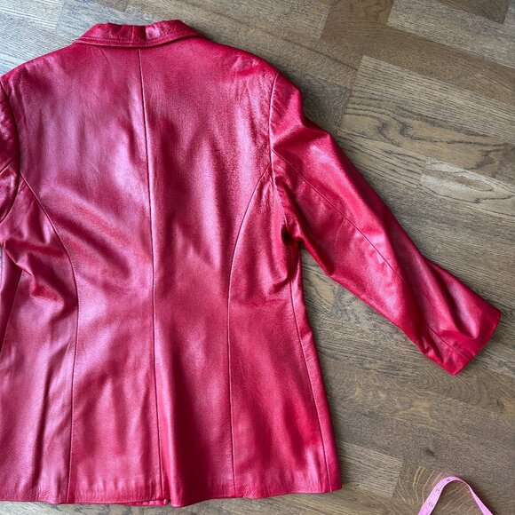 Danier Red Leather Blazer Jacket - Sz L - Amazing Vintage Condition - Picture 15 of 15